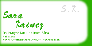 sara kaincz business card