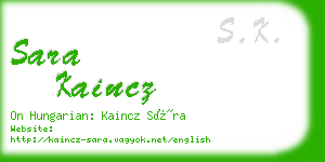 sara kaincz business card